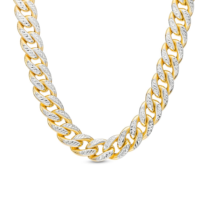 Main Image 1 of Previously Owned - Oro Diamante™ Diamond-Cut 4.5mm Cuban Curb Chain Necklace in Hollow 14K Two-Tone Gold