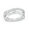 Thumbnail Image 1 of Previously Owned - 1/3 CT. T.W. Diamond Triple Row Crossover Ring in 10K White Gold