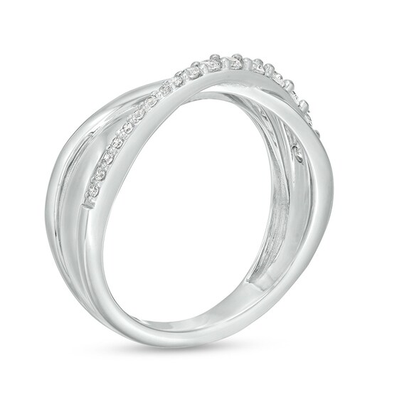 Previously Owned - 1/3 CT. T.w. Diamond Triple Row Crossover Ring in 10K White Gold