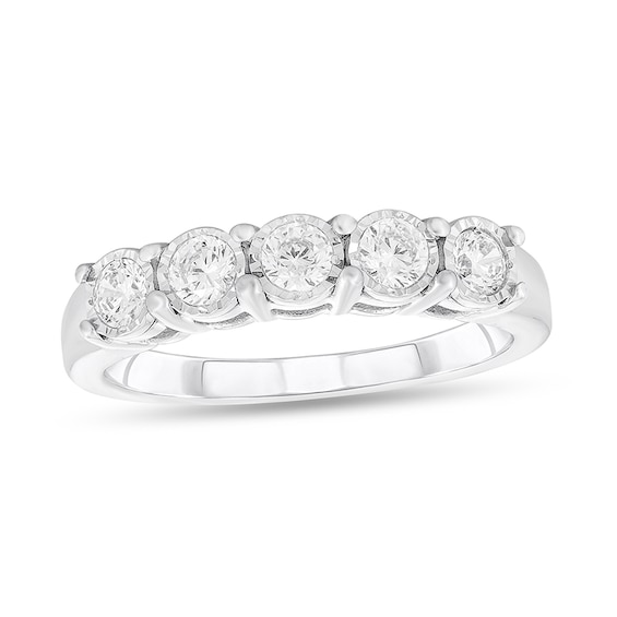 Previously Owned - 1/2 CT. T.w. Diamond Five Stone Anniversary Band in 10K White Gold