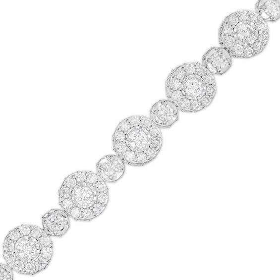 Previously Owned - 10 CT. T.w. Diamond Frame Alternating Line Bracelet in 10K White Gold