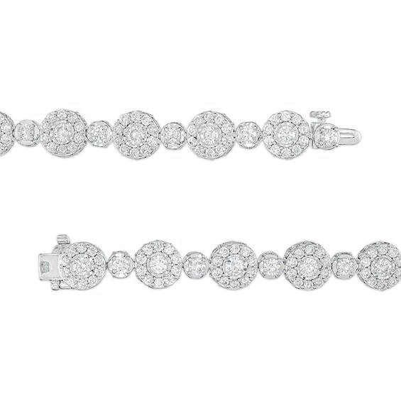 Previously Owned - 10 CT. T.w. Diamond Frame Alternating Line Bracelet in 10K White Gold