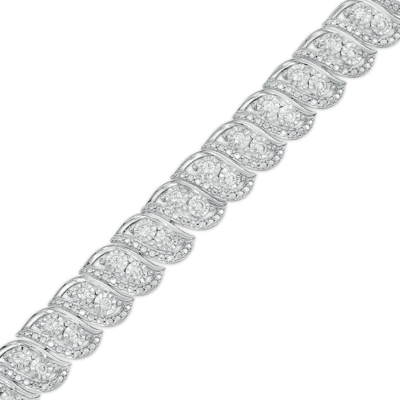 Previously Owned - 1 CT. T.w. Diamond Swirl Line Bracelet in Sterling Silver â 7.25"