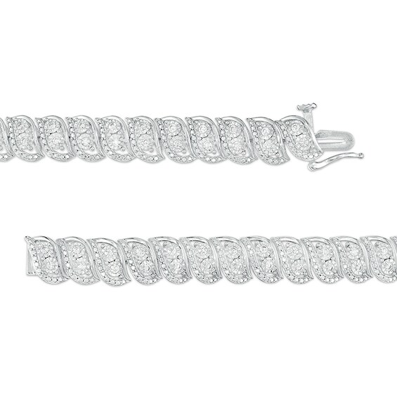 Previously Owned - 1 CT. T.w. Diamond Swirl Line Bracelet in Sterling Silver â 7.25"
