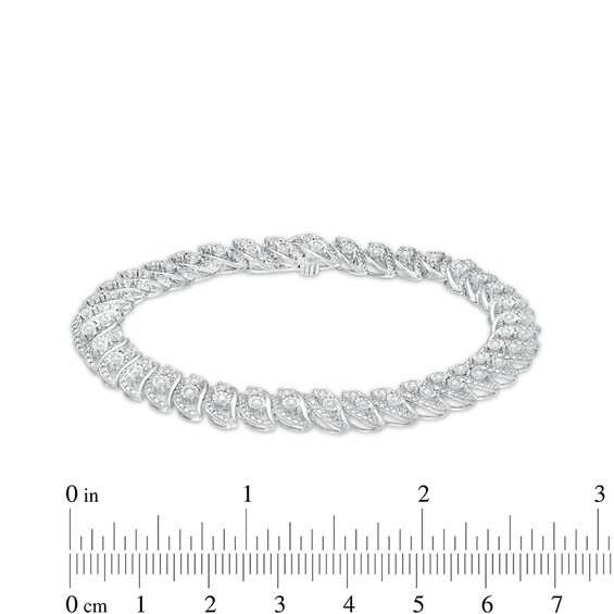 Previously Owned - 1 CT. T.w. Diamond Swirl Line Bracelet in Sterling Silver â 7.25"