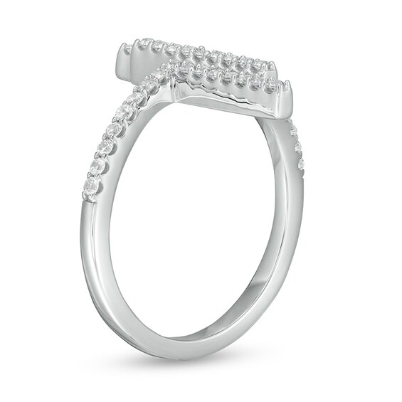 Previously Owned - 3/8 CT. T.w. Lab-Grown Diamond Triple Vertical Bar Ring in 14K White Gold (F/Si2)