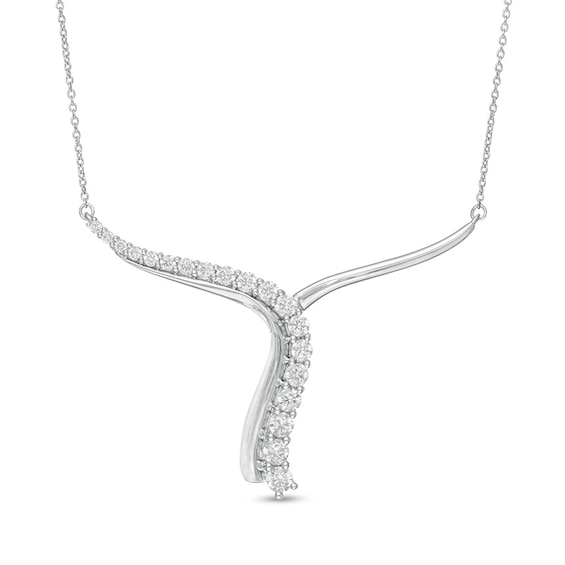 Previously Owned - 1 CT. T.w. Lab-Grown Diamond Abstract "Y" Necklace in 14K White Gold (F/Si2)