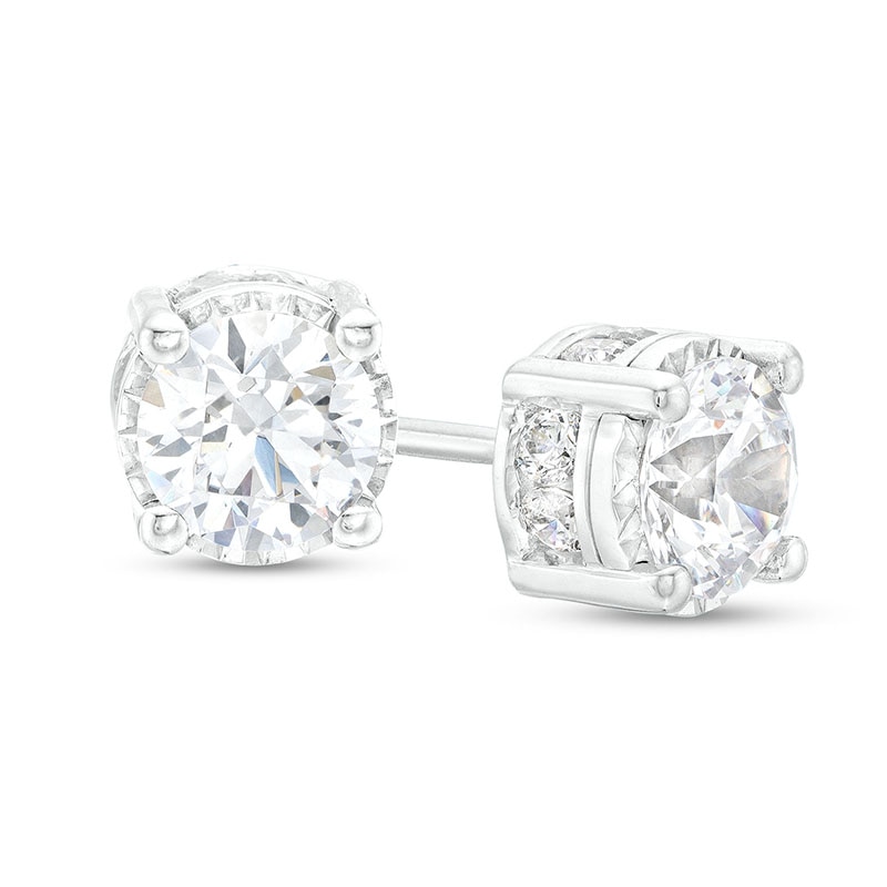 Main Image 1 of Previously Owned - 2 CT. T.W.  Lab-Grown Diamond Solitaire Hidden Frame Stud Earrings in 10K White Gold (I/I1)