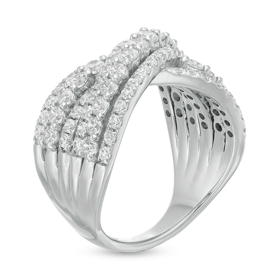 Previously Owned - 2 CT. T.w. Lab-Grown Diamond Multi-Row Bypass Ring in 14K White Gold (F/Si2)
