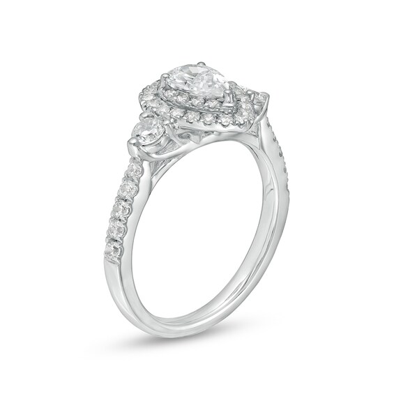 Previously Owned - 1-1/6 CT. T.w. Pear-Shaped Diamond Frame Past Present Future® Engagement Ring in 14K White Gold (I/I2)
