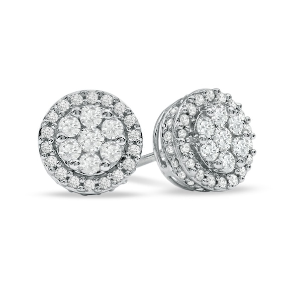Previously Owned - 1 CT. T.w. Multi-Diamond Earrings in 10K White Gold