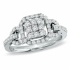 Thumbnail Image 1 of Previously Owned - 1/2 CT. T.W. Princess-Shaped Multi-Diamond Frame Belt Buckle Ring in 14K White Gold