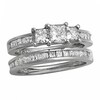 Thumbnail Image 1 of Previously Owned - 1 CT. T.W. Princess-Cut Diamond Three Stone Bridal Set in 14K White Gold