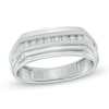 Thumbnail Image 1 of Previously Owned - Men's 1/8 CT. T.W. Diamond Wedding Band in 10K White Gold