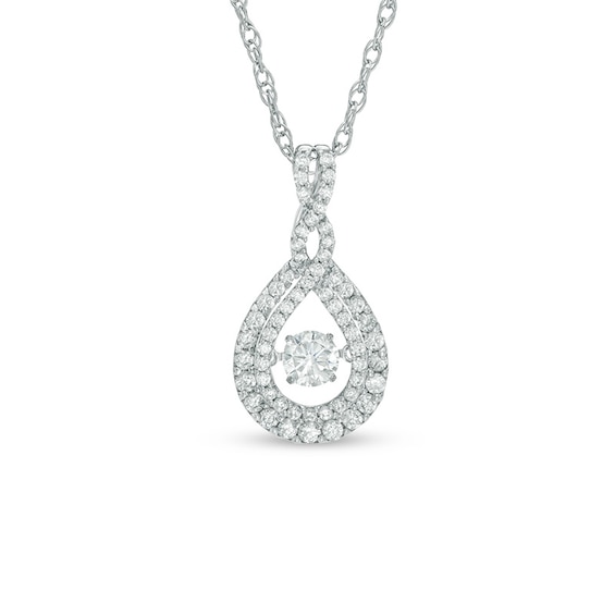 Previously Owned - 7/8 CT. T.w. Twist Teardrop Pendant in 10K White Gold