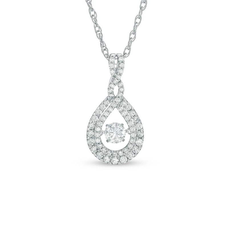 Main Image 1 of Previously Owned - 7/8 CT. T.W. Twist Teardrop Pendant in 10K White Gold