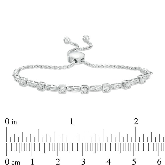 Previously Owned - 1/3 CT. T.w. Diamond Cushion Frame Station Bolo Bracelet in 10K White Gold - 9.5"