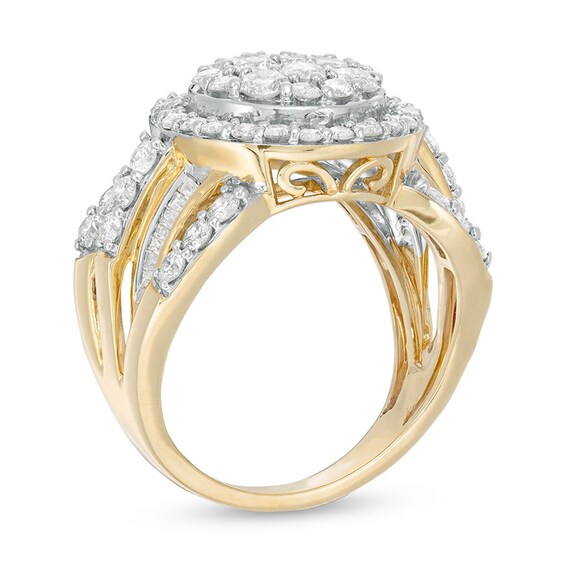 Previously Owned - 2 CT. T.w. Composite Diamond Double Frame Multi-Row Ring in 10K Gold