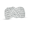 Thumbnail Image 1 of Previously Owned - 1 CT. T.W. Baguette and Round Diamond Multi-Row Wave Ring in 10K White Gold