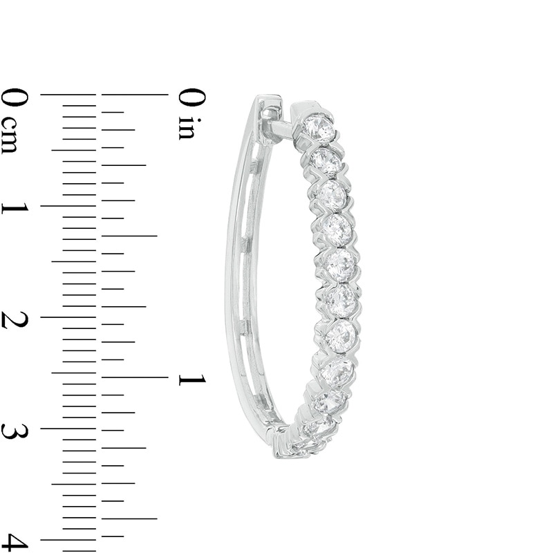 Main Image 2 of Previously Owned - 1 CT. T.W. Diamond Hoop Earrings in 10K White Gold