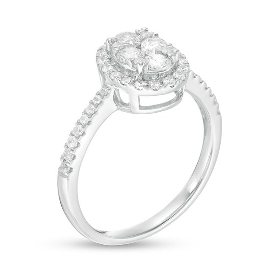 Previously Owned - 3/4 CT. T.w. Composite Diamond Oval Frame Ring in 10K White Gold