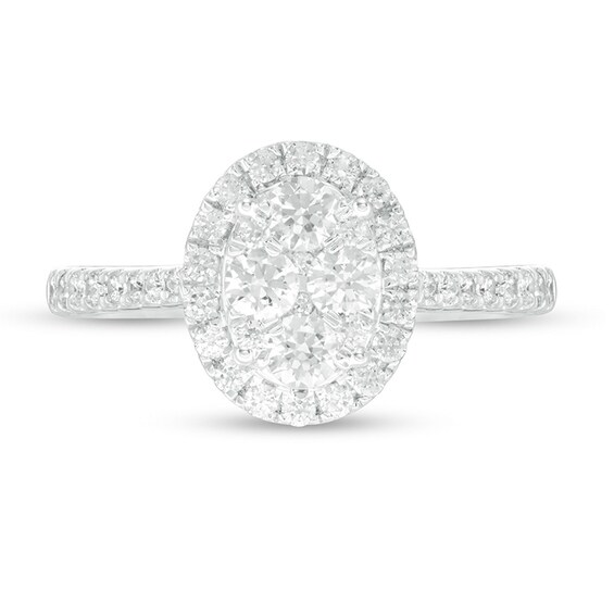 Previously Owned - 3/4 CT. T.w. Composite Diamond Oval Frame Ring in 10K White Gold