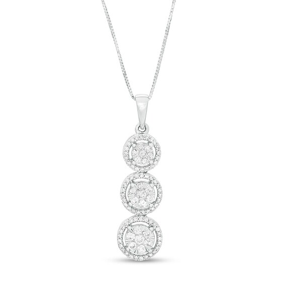 Previously Owned - 1/2 CT. T.w. Composite Diamond Frame Trio Drop Pendant in 10K White Gold