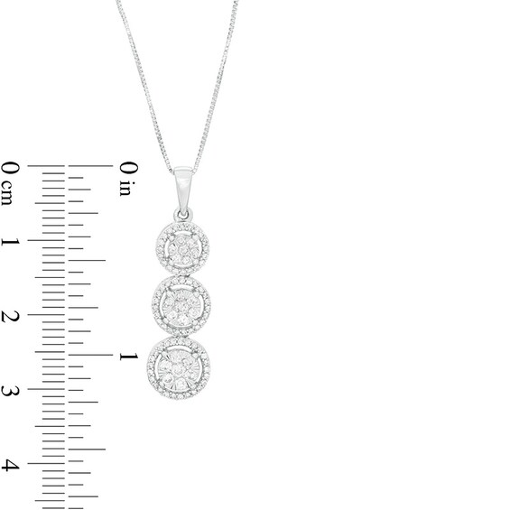 Previously Owned - 1/2 CT. T.w. Composite Diamond Frame Trio Drop Pendant in 10K White Gold