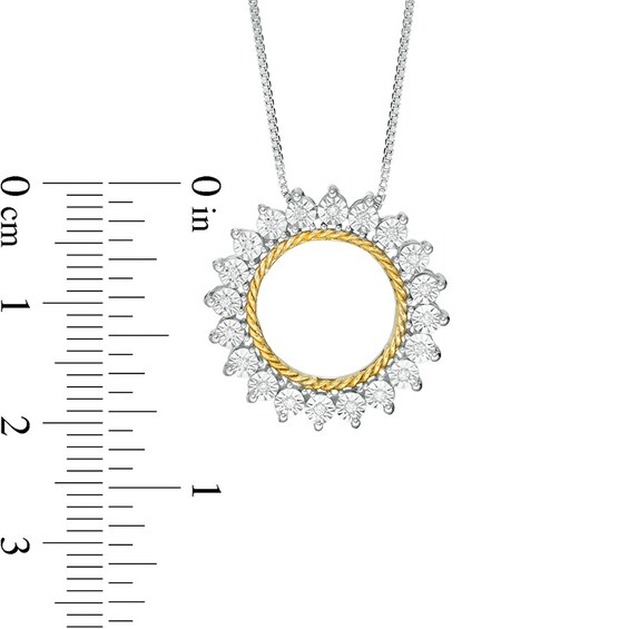 Previously Owned - 1/20 CT. T.w. Diamond Sun Outline Pendant in Sterling Silver and 14K Gold Plate