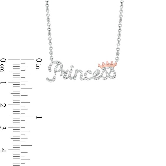Previously Owned - 1/5 CT. T.w. Diamond Crowned "Princess" Necklace in Sterling Silver and 10K Rose Gold - 19"