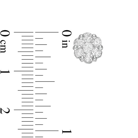 Previously Owned - 1 CT. T.w. Multi-Diamond Floral Stud Earrings in 10K White Gold