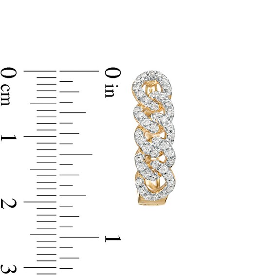 Previously Owned - 1/2 CT. T.w. Diamond Curb Chain Hoop Earrings in 10K Gold