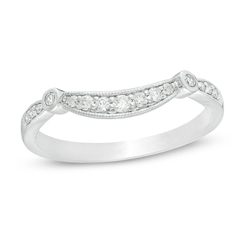 Main Image 1 of Previously Owned - 1/6 CT. T.W. Diamond Contour Vintage-Style Anniversary Band in 10K White Gold