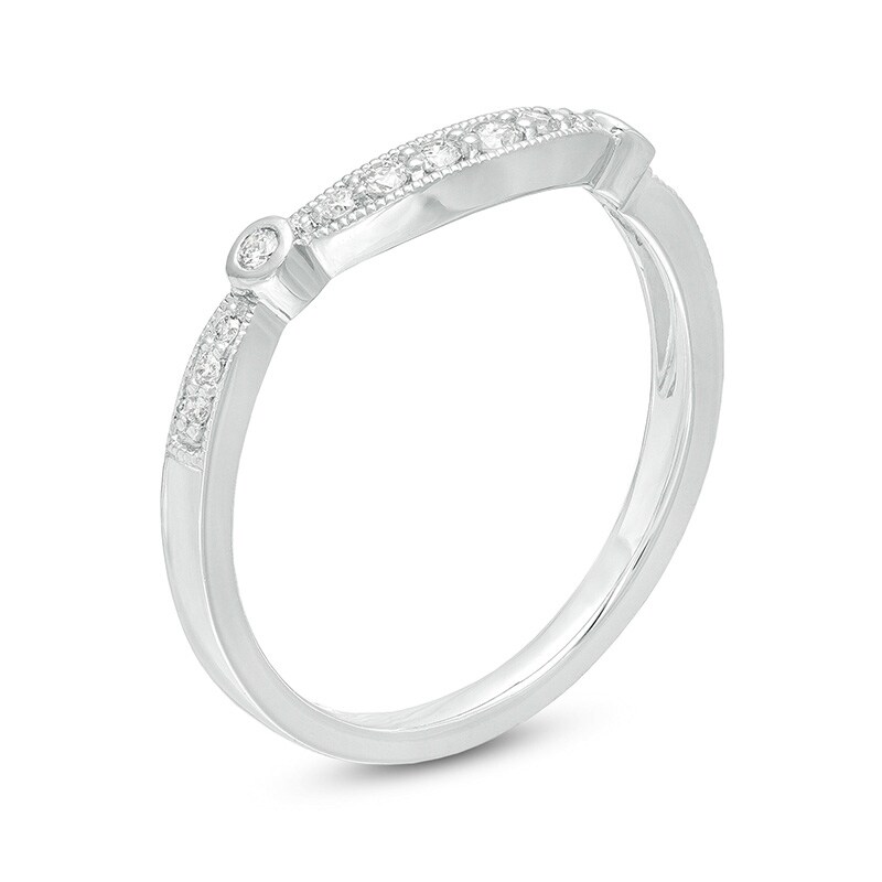 Main Image 3 of Previously Owned - 1/6 CT. T.W. Diamond Contour Vintage-Style Anniversary Band in 10K White Gold