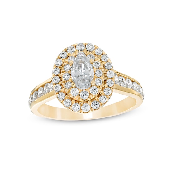 Previously Owned - Love's Destiny by Peoples 1-1/4 CT. T.w. Oval Diamond Double Frame Engagement Ring in 14K Gold