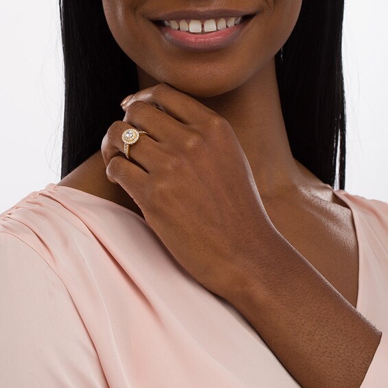 Previously Owned - Love's Destiny by Peoples 1-1/4 CT. T.w. Oval Diamond Double Frame Engagement Ring in 14K Gold