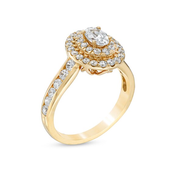 Previously Owned - Love's Destiny by Peoples 1-1/4 CT. T.w. Oval Diamond Double Frame Engagement Ring in 14K Gold