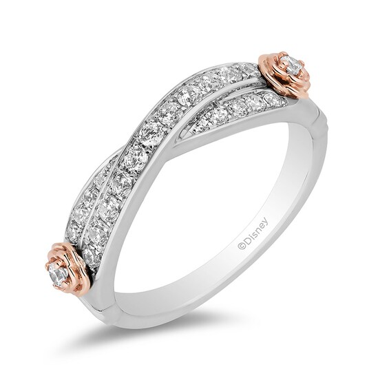 Previously Owned - Enchanted Disney Belle 1/3 CT. Diamond Twist Anniversary Band in 14K Two-Tone Gold