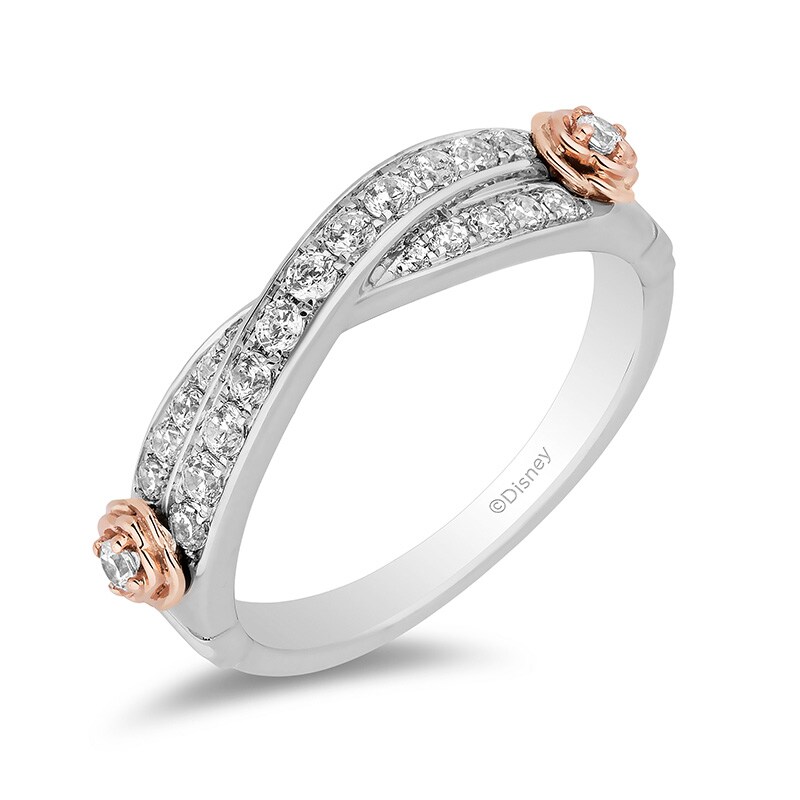 Main Image 1 of Previously Owned - Enchanted Disney Belle 1/3 CT. Diamond Twist Anniversary Band in 14K Two-Tone Gold
