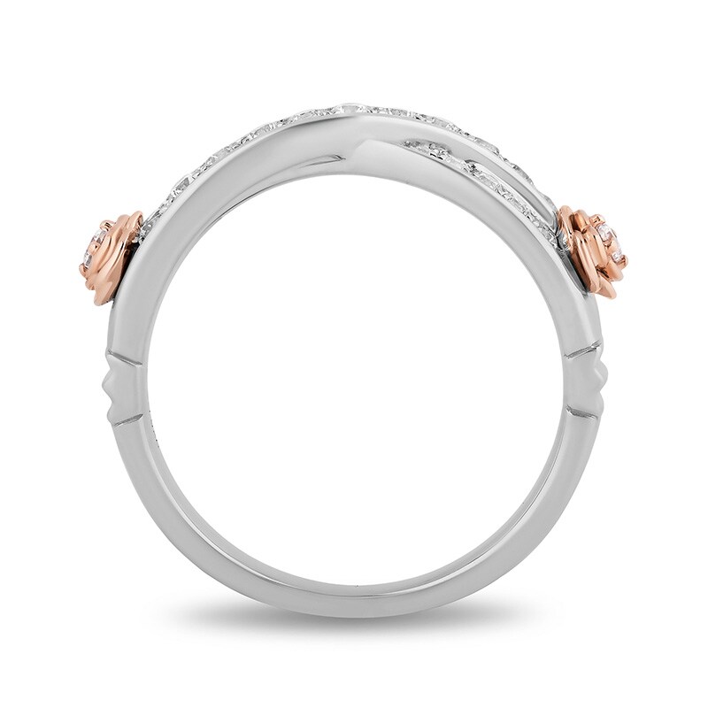 Main Image 3 of Previously Owned - Enchanted Disney Belle 1/3 CT. Diamond Twist Anniversary Band in 14K Two-Tone Gold
