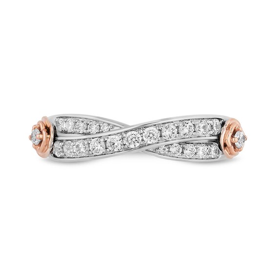 Previously Owned - Enchanted Disney Belle 1/3 CT. Diamond Twist Anniversary Band in 14K Two-Tone Gold
