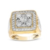 Thumbnail Image 1 of Previously Owned - 1-3/8 CT. T.W. Square-Shaped Multi-Diamond Frame Ribbed Side Accent Ring in 10K Two-Tone Gold