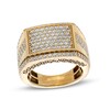 Thumbnail Image 1 of Previously Owned - Men's 2-1/4 CT. T.W. Rectangular Multi-Diamond Stepped Border Etched Greek Key Edge Ring in 10K Gold