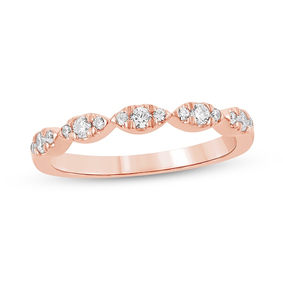 Previously Owned - 1/4 CT. T.w. Diamond Marquise-Shaped Scallop Edge Anniversary Band in 10K Rose Gold