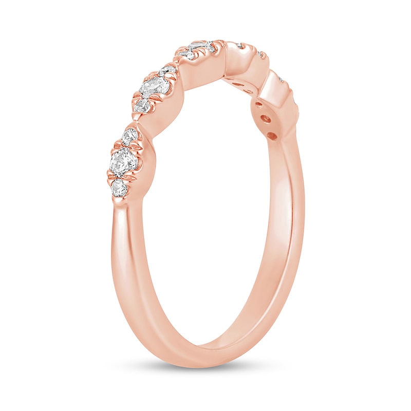 Main Image 2 of Previously Owned - 1/4 CT. T.W. Diamond Marquise-Shaped Scallop Edge Anniversary Band in 10K Rose Gold