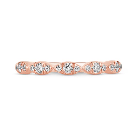 Previously Owned - 1/4 CT. T.w. Diamond Marquise-Shaped Scallop Edge Anniversary Band in 10K Rose Gold