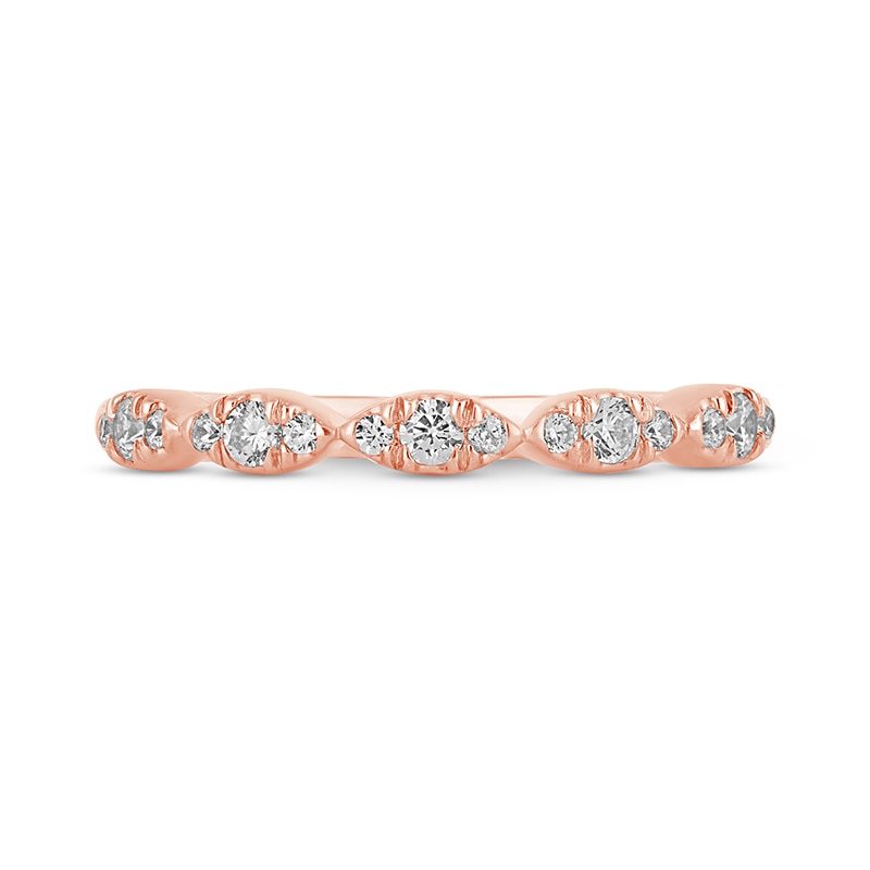 Main Image 3 of Previously Owned - 1/4 CT. T.W. Diamond Marquise-Shaped Scallop Edge Anniversary Band in 10K Rose Gold