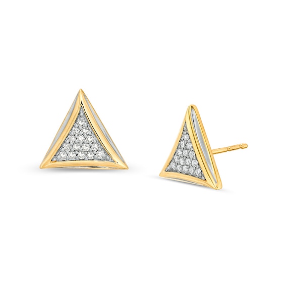 Previously Owned - 1/5 CT. T.w. Diamond PavÃ© Triangular Stud Earrings in 10K Gold