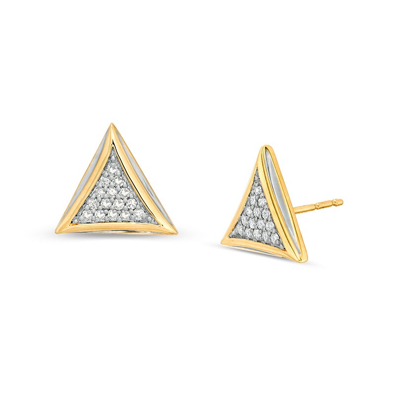 Main Image 1 of Previously Owned - 1/5 CT. T.W. Diamond Pavé Triangular Stud Earrings in 10K Gold