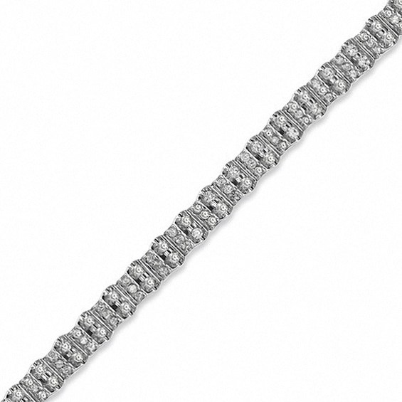 Previously Owned - 1-1/2 CT. T.w. Diamond Bar Bracelet in 10K White Gold - 7.25"